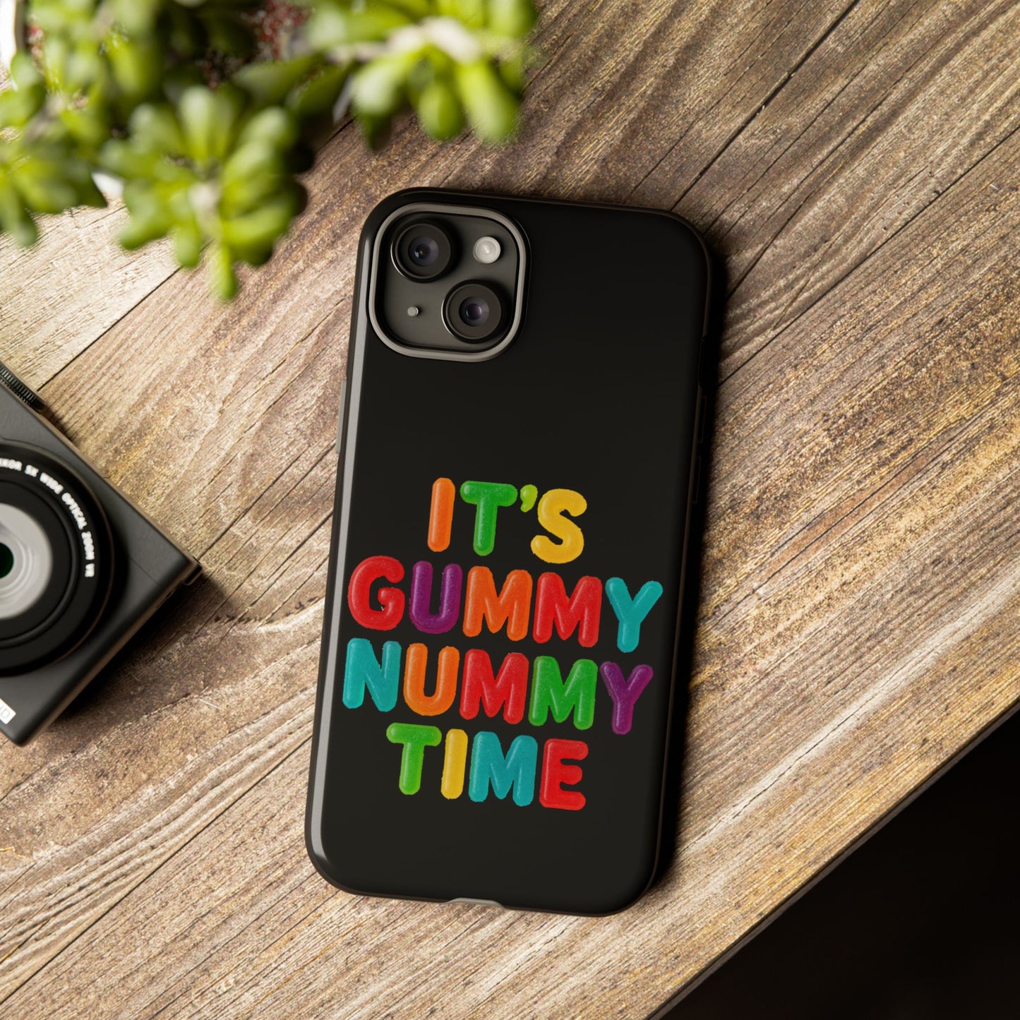 Phone Case — "It's Gummy Nummy Time" Colorful Candy Lettering Protective Case