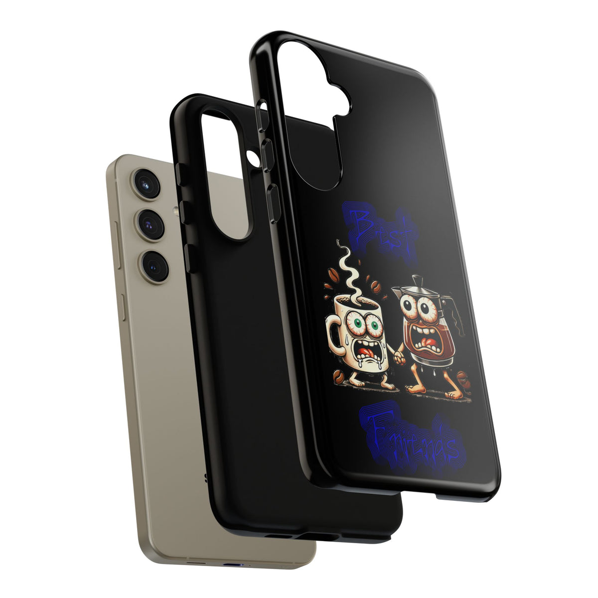 Coffee & Tea Fight Phone Case — Funny Kawaii Beverage Cartoon Tough Cases