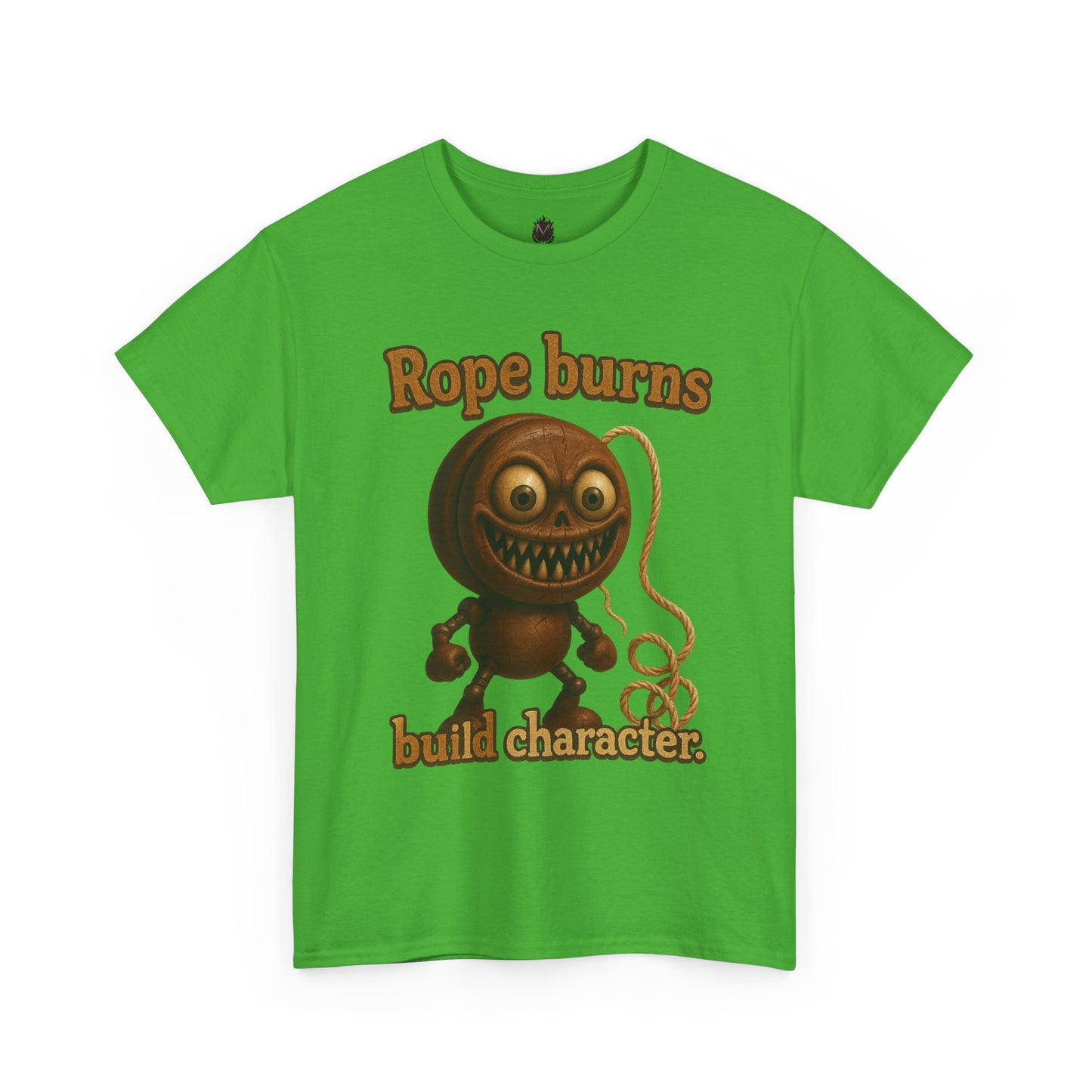 Rope Burns Built Character Tee | Creepy Smiling Doll Illustration