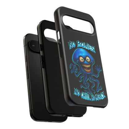 Phone Case — 'No Bones, No Chill, No Mercy' Blue Jellyfish Horror Design
