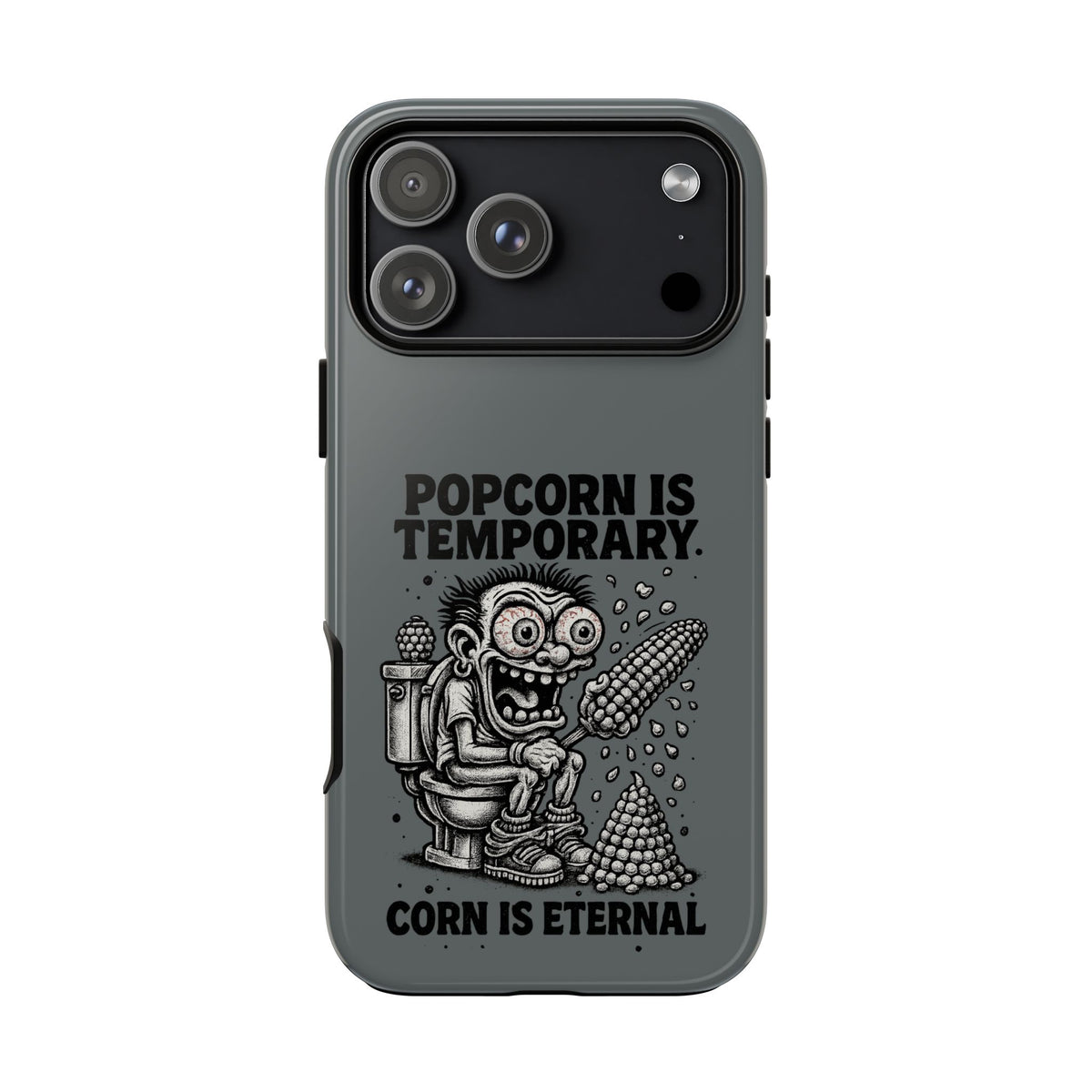 Phone Case — "Popcorn Is Temporary, Corn Is Eternal" Retro Zombie Corn Design