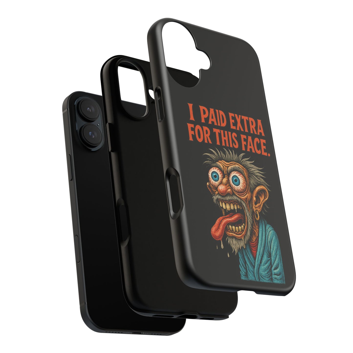 Funny ‘I Paid Extra For This Face’ Phone Case — Retro Horror Cartoon Design