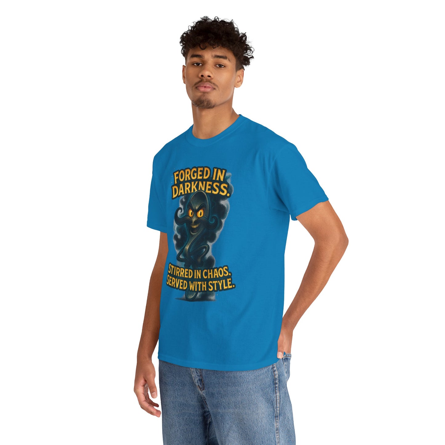 Forged in Darkness cat spirit T-Shirt | Stirred in Chaos illustrated tee