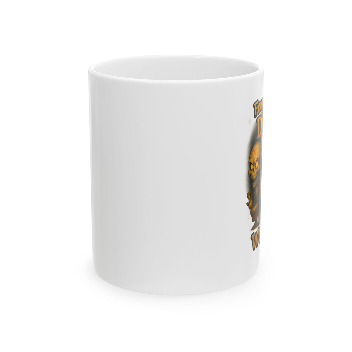 Skull & Crossbones Ceramic Mug — 'From Dusk Till Doom We Jam' Bold Coffee Cup