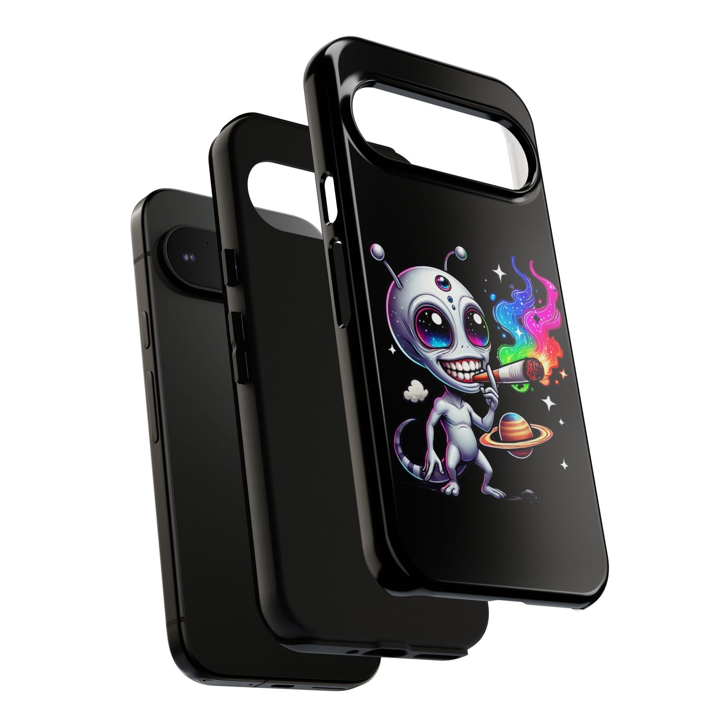 Alien Smoking Rainbow Galaxy Phone Case — Cute Cosmic Art Tough Case