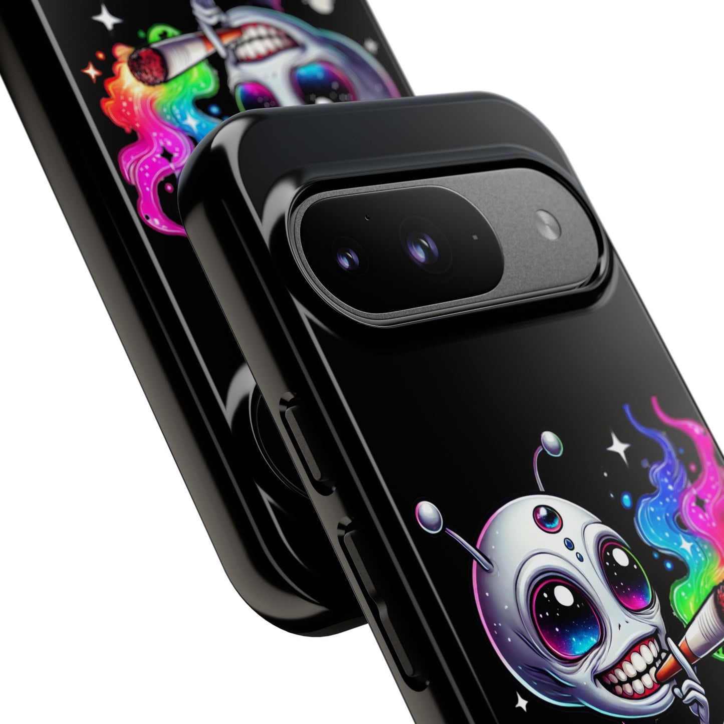 Alien Smoking Rainbow Galaxy Phone Case — Cute Cosmic Art Tough Case
