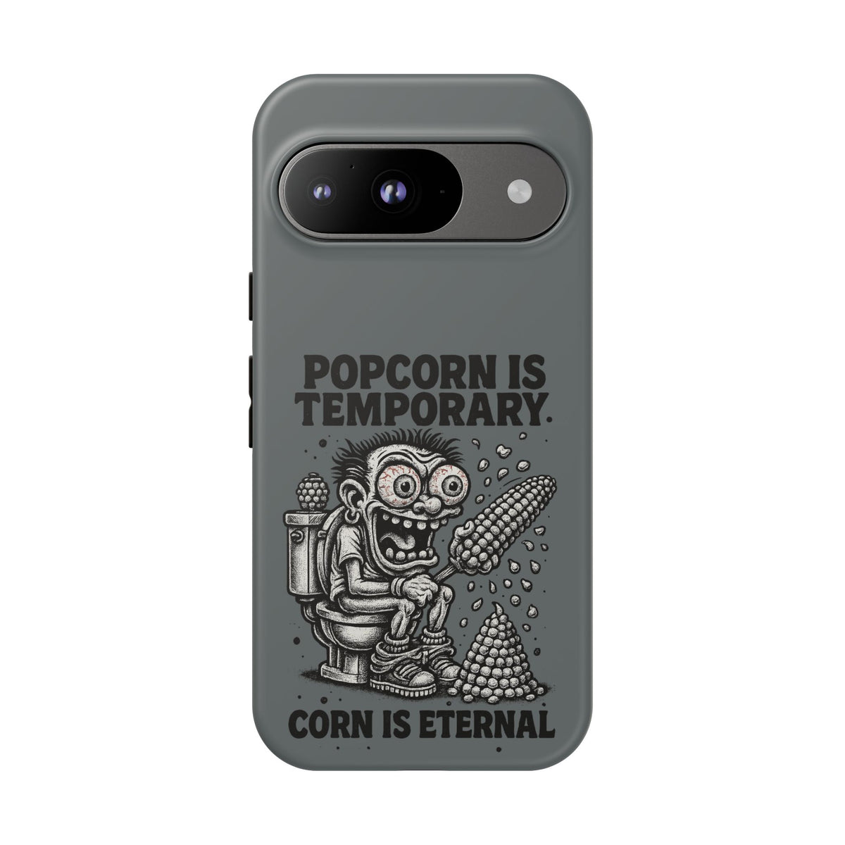 Phone Case — "Popcorn Is Temporary, Corn Is Eternal" Retro Zombie Corn Design