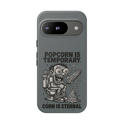 Phone Case — "Popcorn Is Temporary, Corn Is Eternal" Retro Zombie Corn Design