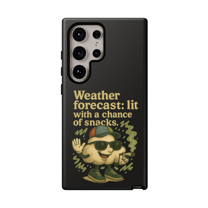 Phone Case — "Weather Forecast: Lit with a Chance of Snacks" Retro Graphic