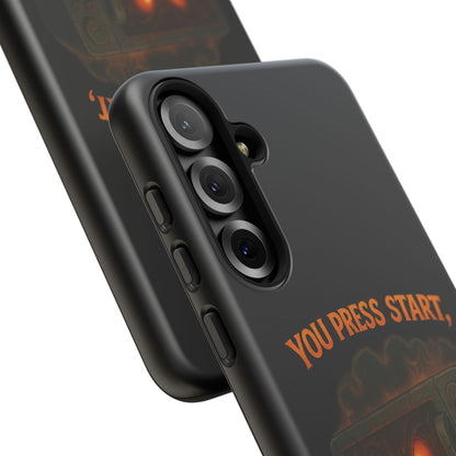 Phone Case — "You Press Start, I Press Scream" Spooky Retro Game Controller Design