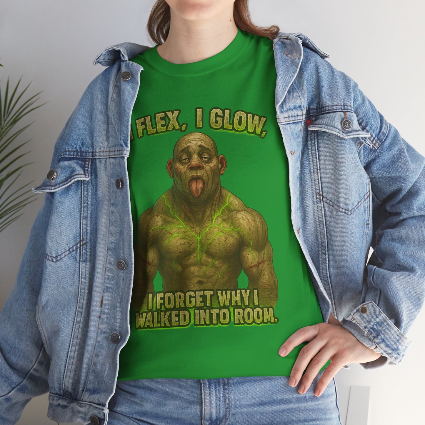 Funny Muscle Monster T‑Shirt — "I Flex, I Glow, I Forget Why I Walked Into Room" Gym Tee