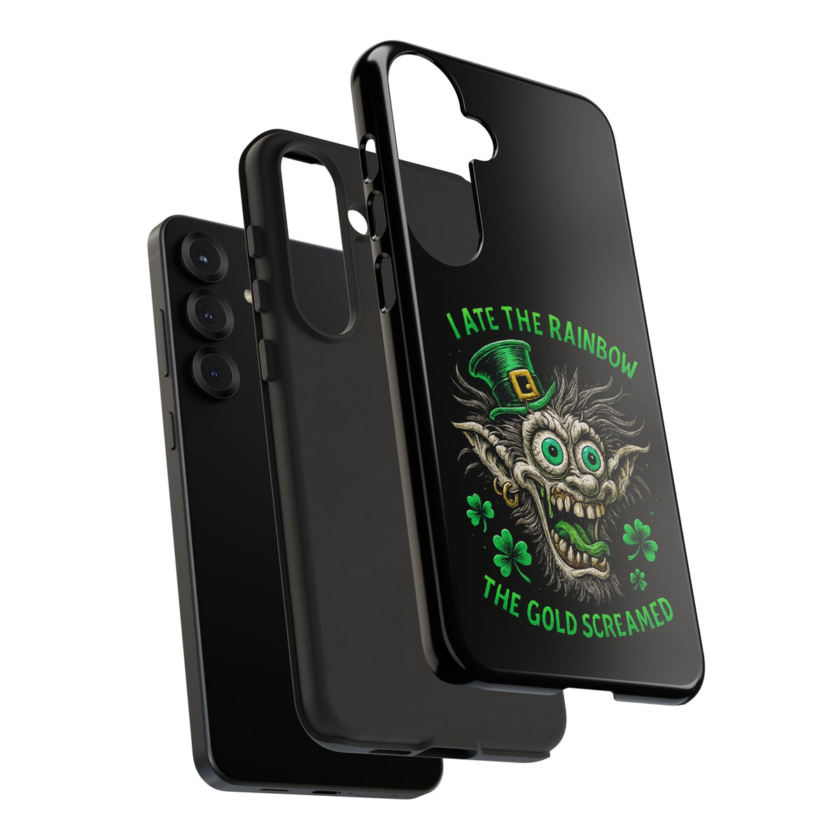 St. Patrick's Horror Phone Case — "I Ate the Rainbow, The Gold Screamed" Lucky Goblin Design