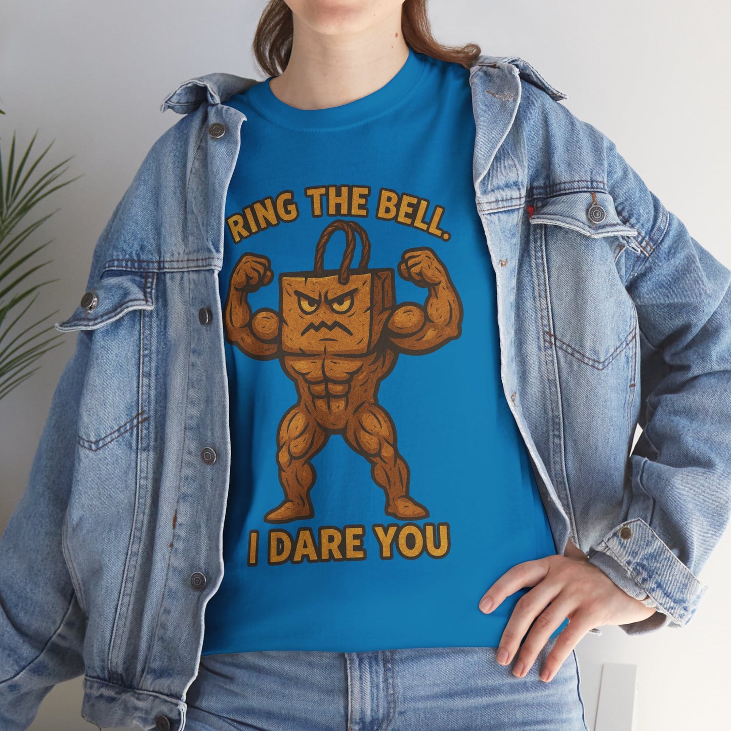 Kettlebell Mascot Tee — "Ring the Bell, I Dare You" Gym T-Shirt