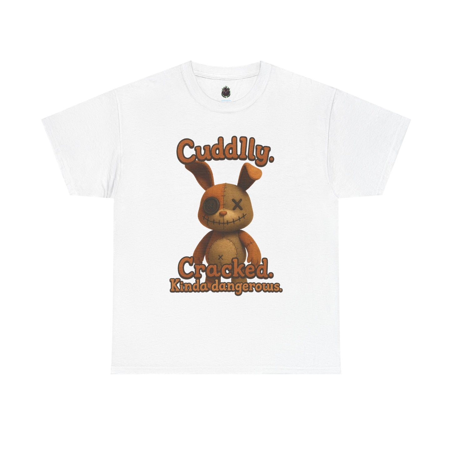 T‑Shirt — "Cuddly. Cracked. Kinda dangerous." Distressed Bunny Graphic Tee