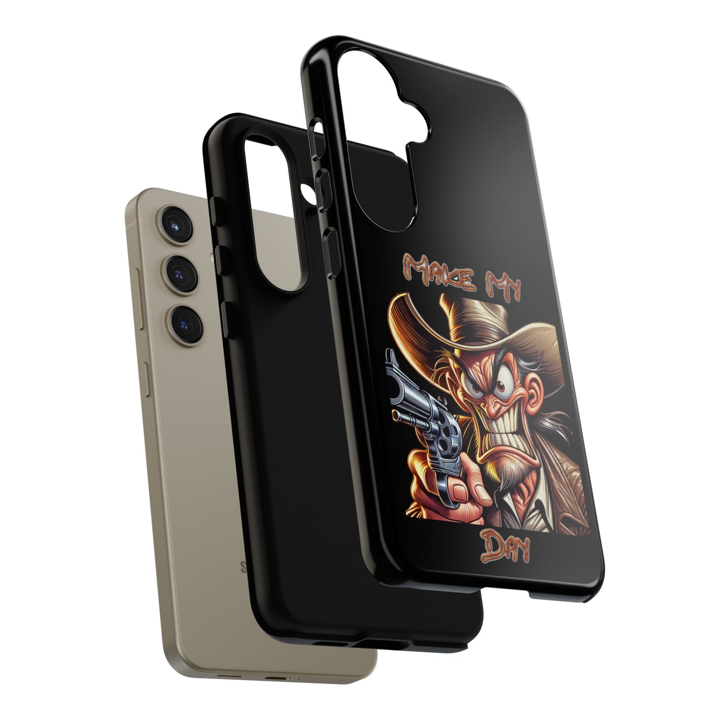 Phone Case - 'Make My Day' Cowboy Revolver Graphic Protective Case