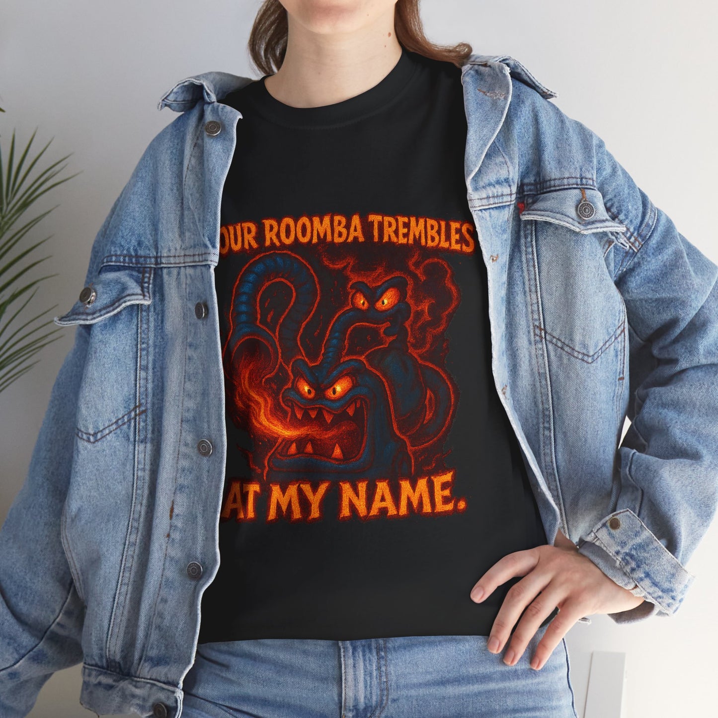 Your Roomba Trembles At My Name T-Shirt | Demon Cat Illustration