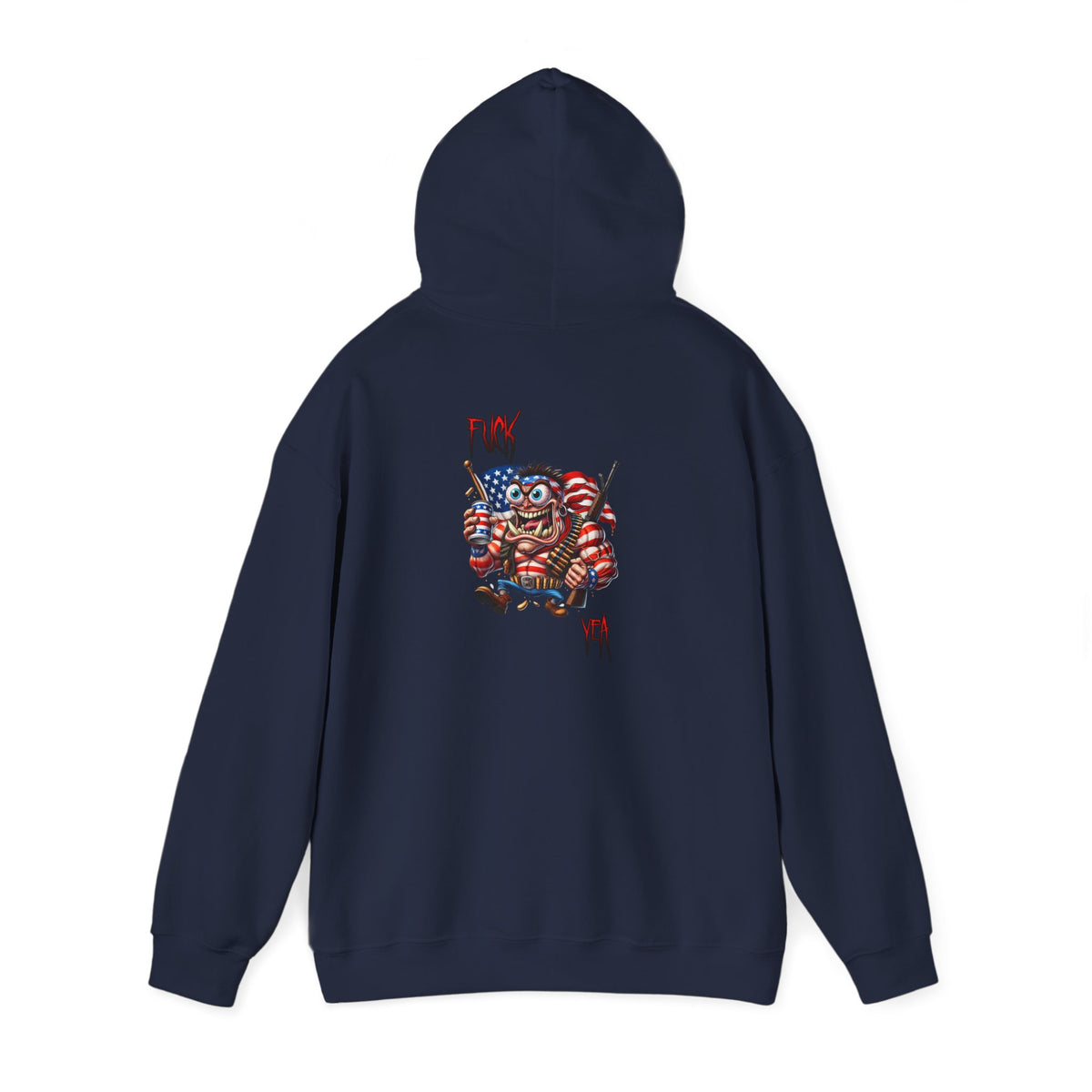 Patriotic Monster Hoodie - Funny USA Flag Character Back Graphic
