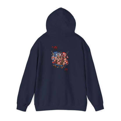 Patriotic Monster Hoodie - Funny USA Flag Character Back Graphic