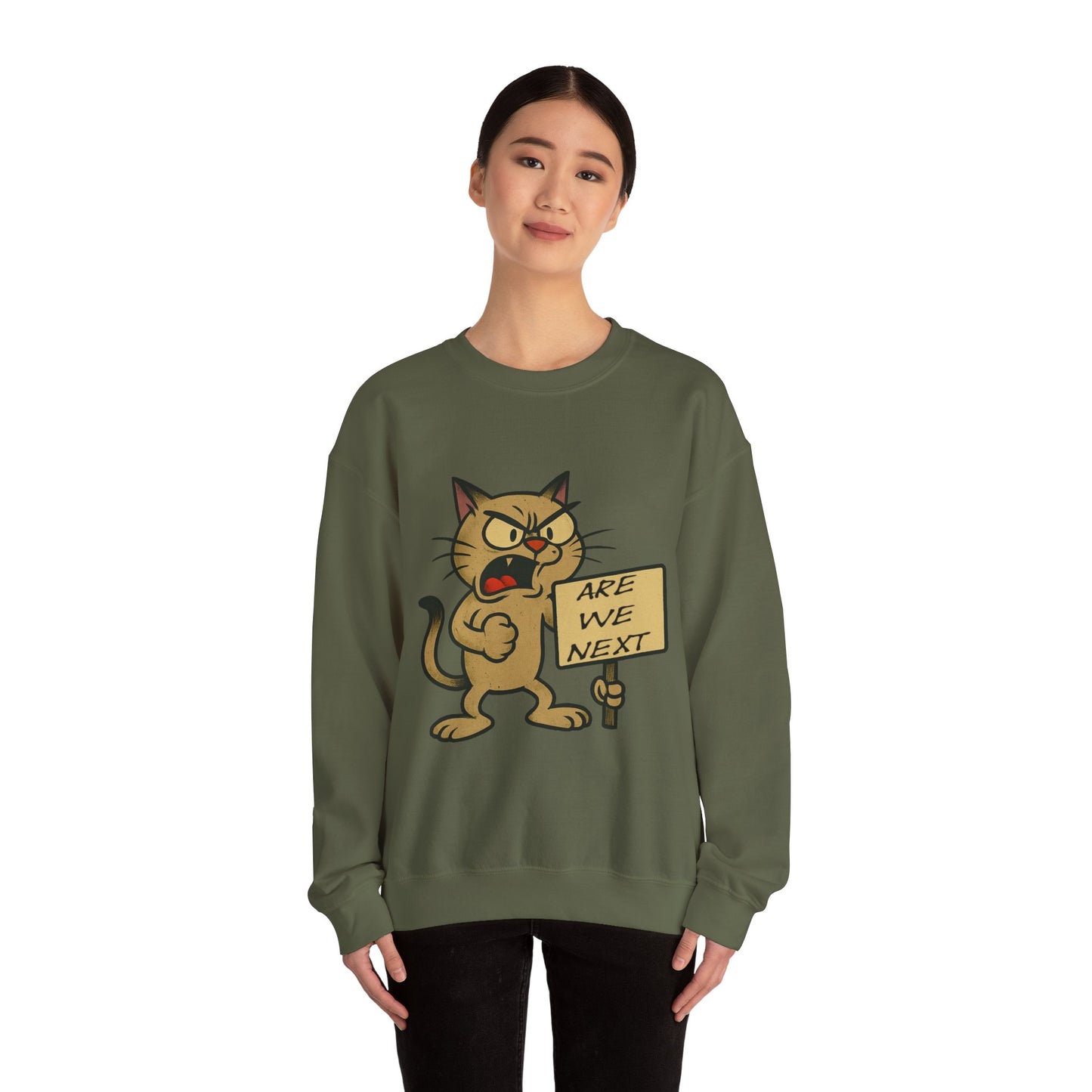 Are We Next – Angry Cat Protest Crewneck Sweatshirt