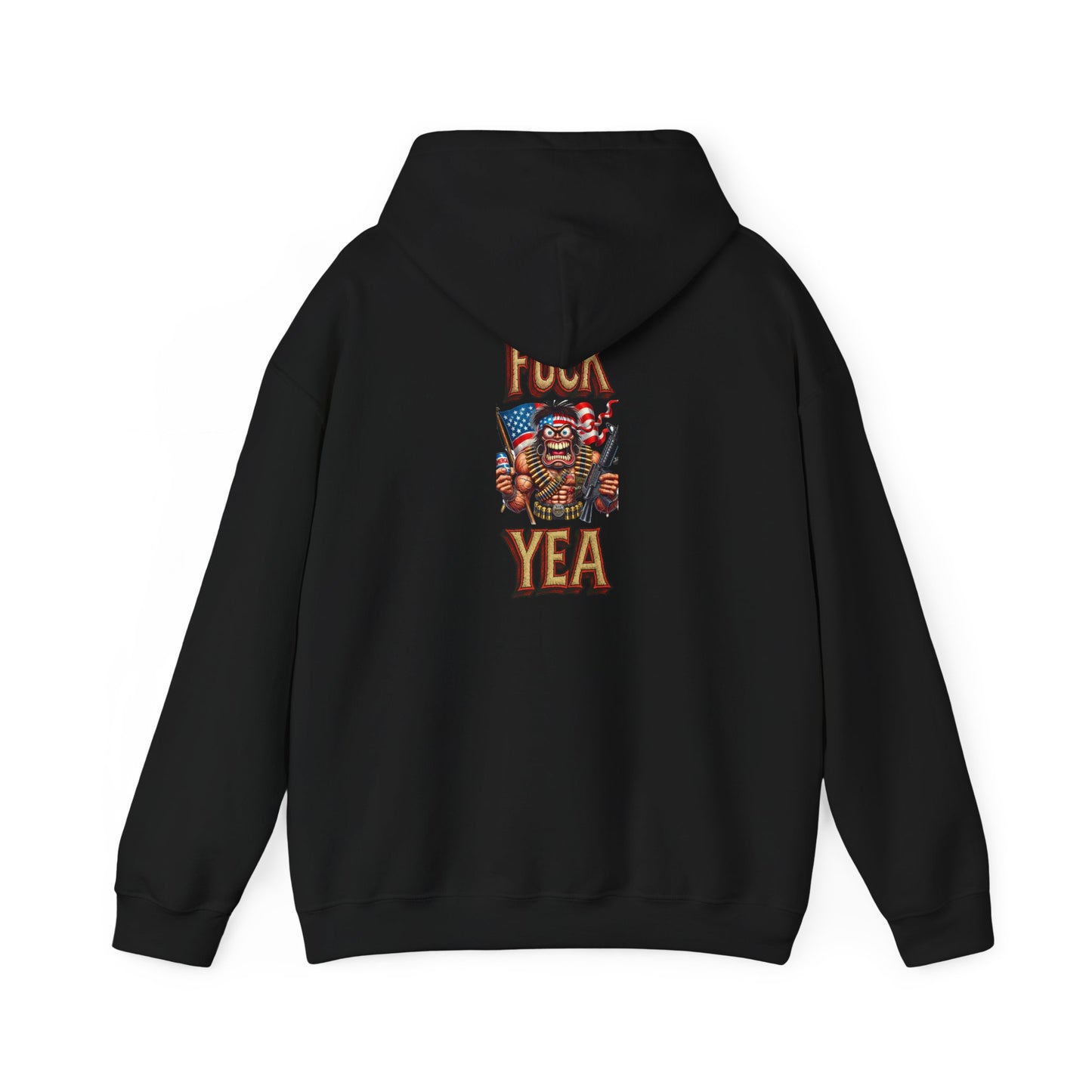 Hoodie - 'F*** Yea' Retro Eagle American Flag Graphic Pullover