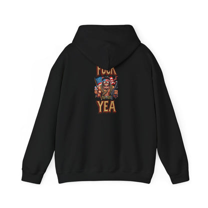 Hoodie - 'F*** Yea' Retro Eagle American Flag Graphic Pullover