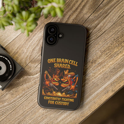 Phone Case — 'One Braincell Shared, Constantly Fighting for Custody' Funny Rivalry Cartoon