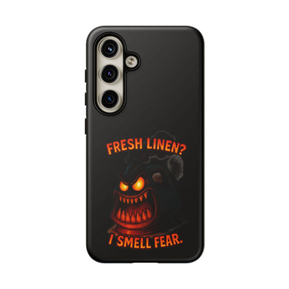 Phone Case — 'Fresh Linen? I Smell Fear.' Spooky Pumpkin Horror Protective Case