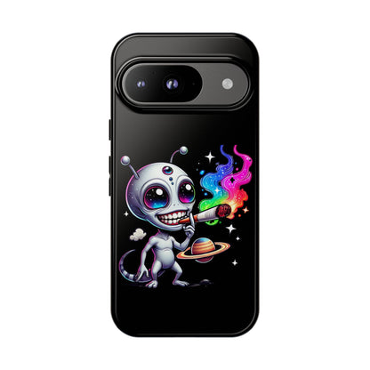 Alien Smoking Rainbow Galaxy Phone Case — Cute Cosmic Art Tough Case