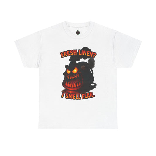 Fresh Linen? I Smell Fear Tee | Scary Laundry Monster Halloween Shirt