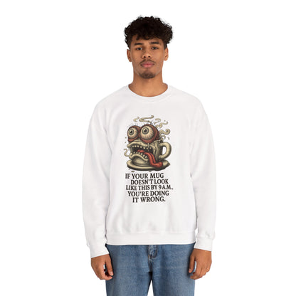 9 A.M. Coffee Mug Face Crewneck Sweatshirt