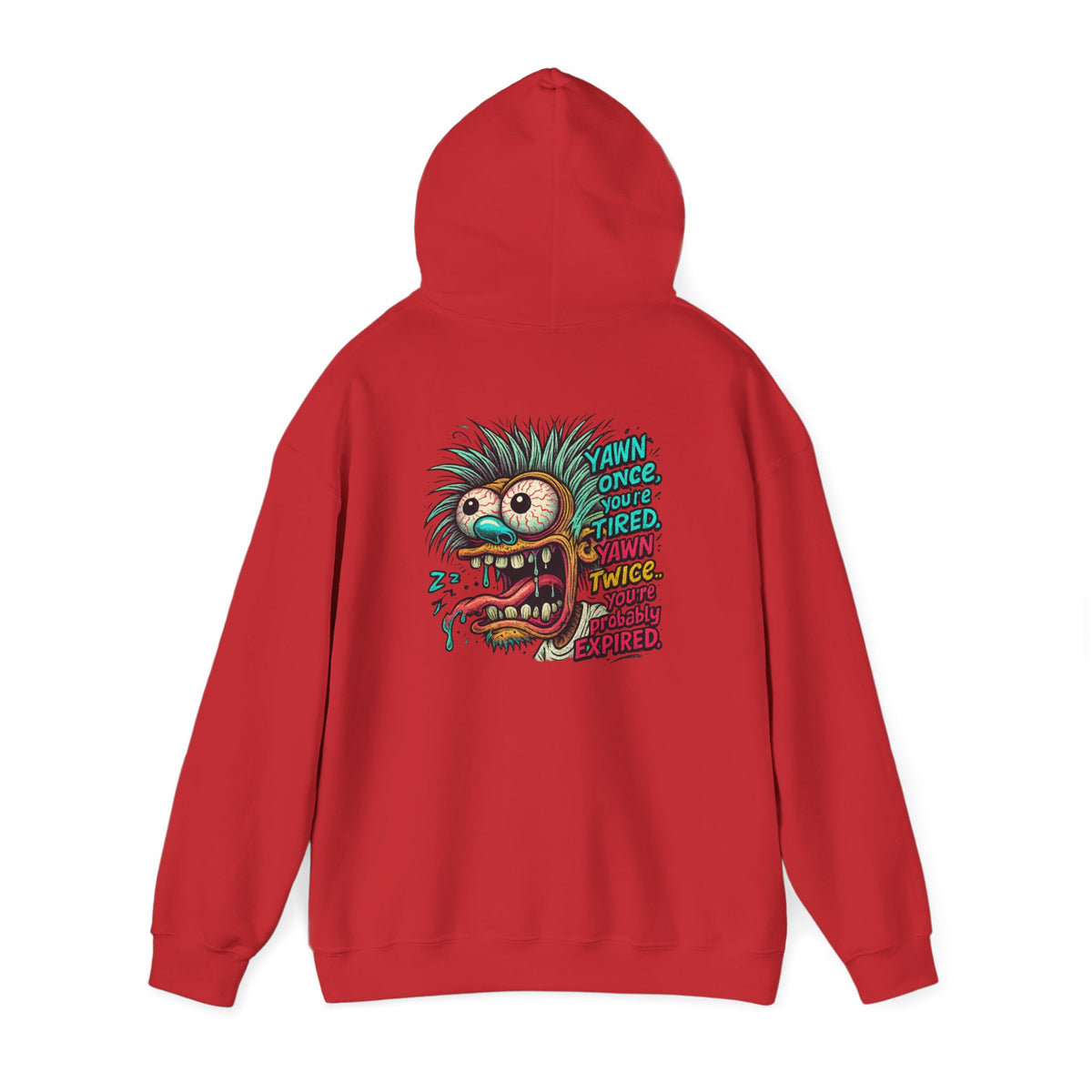Skater Monster Graphic Hoodie — “Yawn Once, Yawn Twice, Never Appear” Retro Skate Pullover
