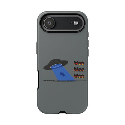 Phone Case — Funny UFO Cow Abduction Design with “Moo Moo Moo”