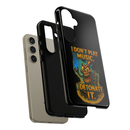 Phone Case — "I Don't Play Music. I Detonate It." Cartoon Bomb Graphic