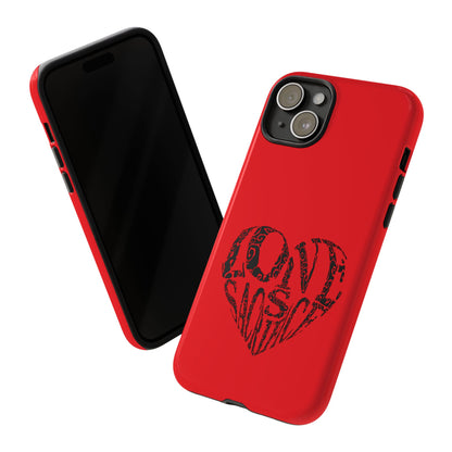 Red 'Love Justice' Heart Phone Case — Protective iPhone Cover, Valentine’s Gift