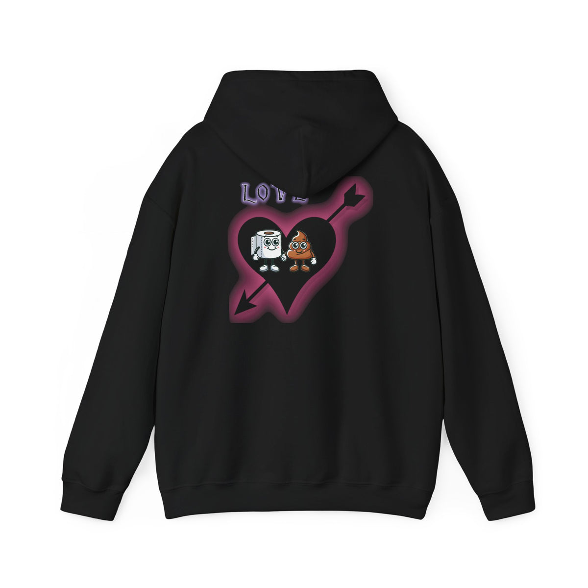 Cute Toilet Paper & Poop Heart Hoodie — Funny Bathroom Couple Graphic Sweatshirt