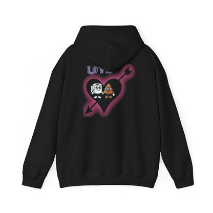 Cute Toilet Paper & Poop Heart Hoodie — Funny Bathroom Couple Graphic Sweatshirt