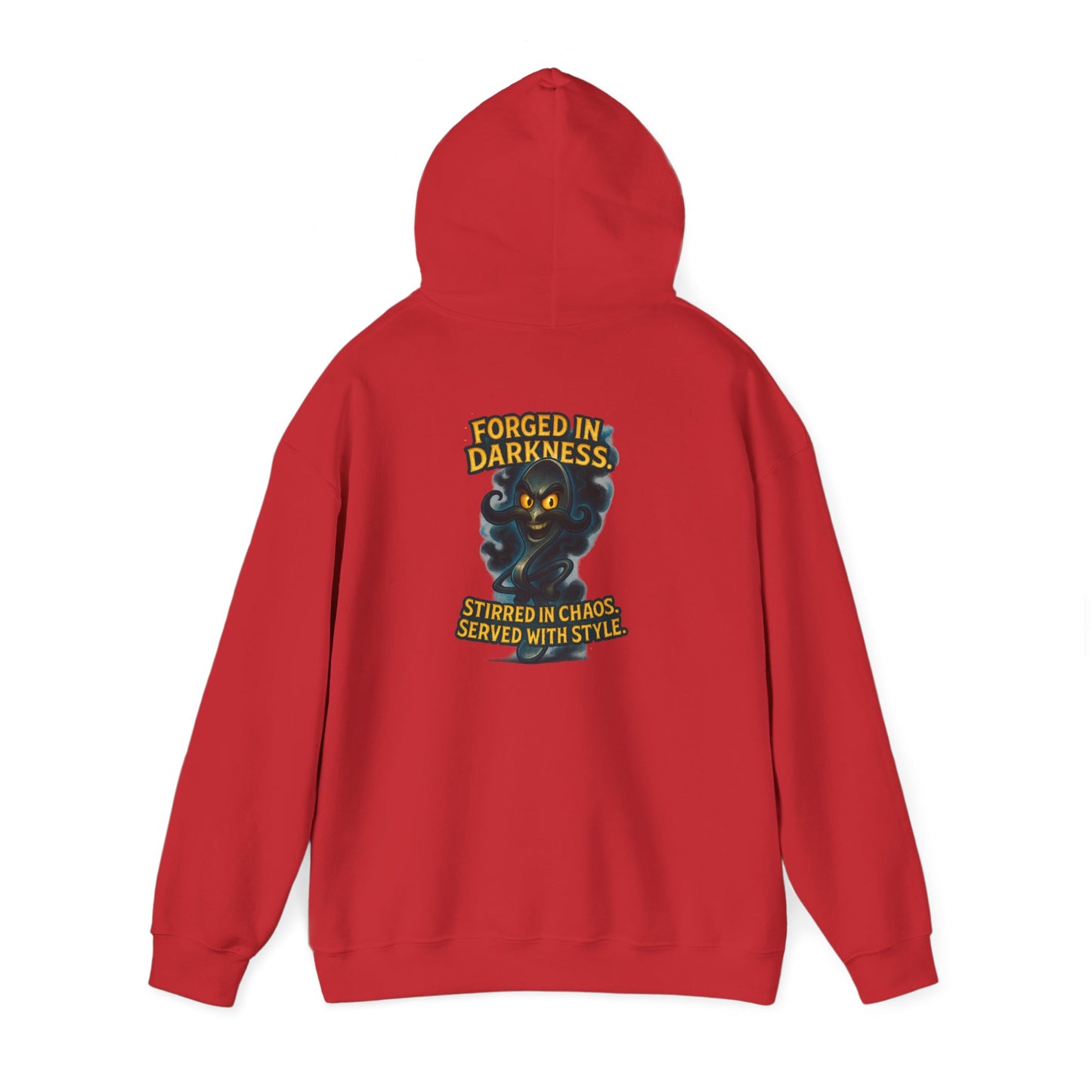 Darkness Stirred Hoodie — Vintage Cat Illustration "Poured in Darkness, Stirred in Chaos, Served with Style"