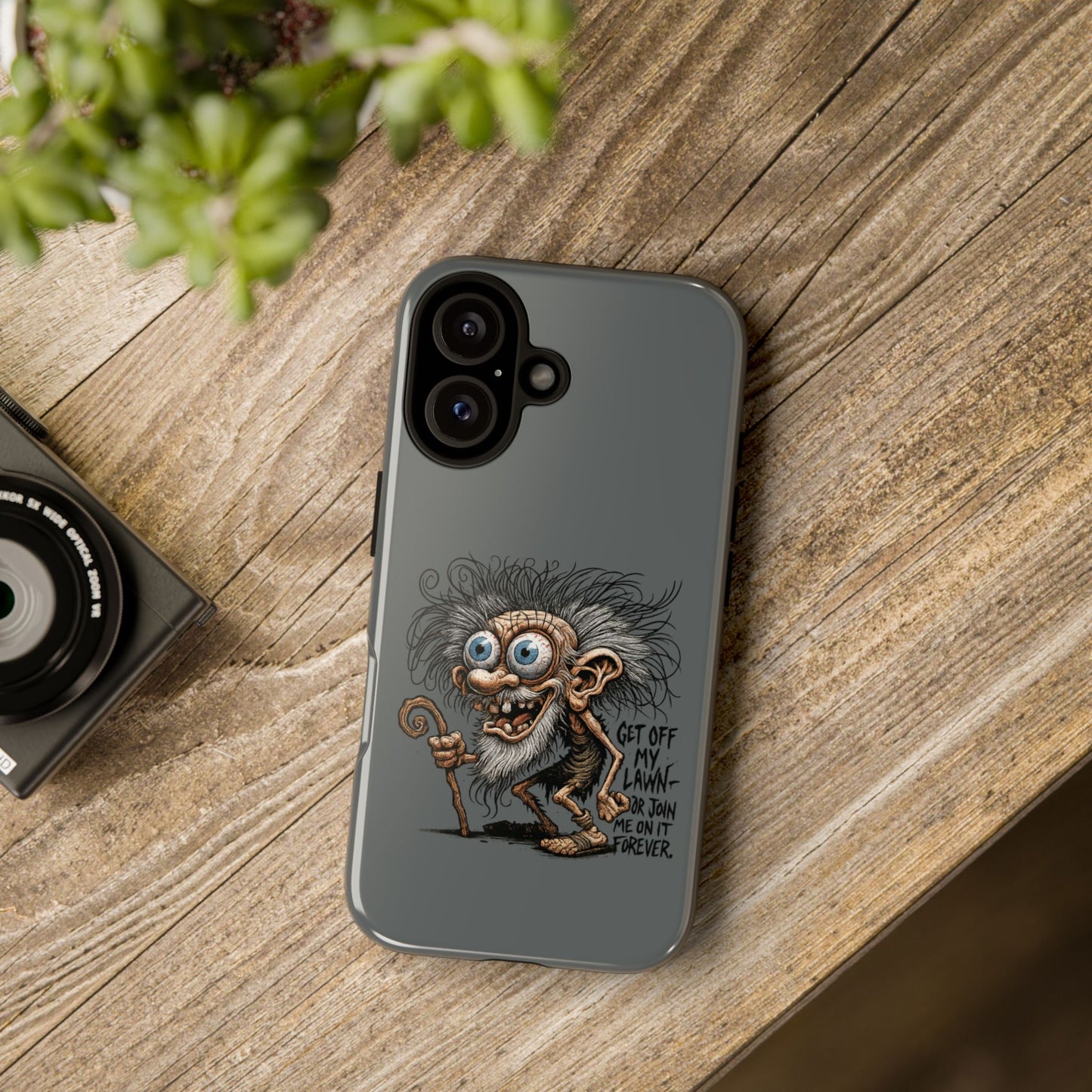 Phone Case — Funny Grumpy Troll Design: “Get Off My Lawn” Protective Cover