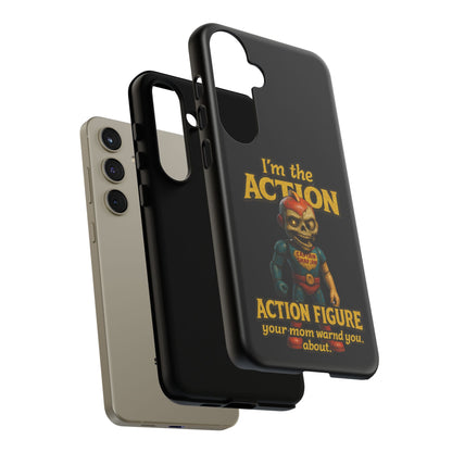 Action Figure Phone Case — "I'm the Action" Retro Skull Toy Design