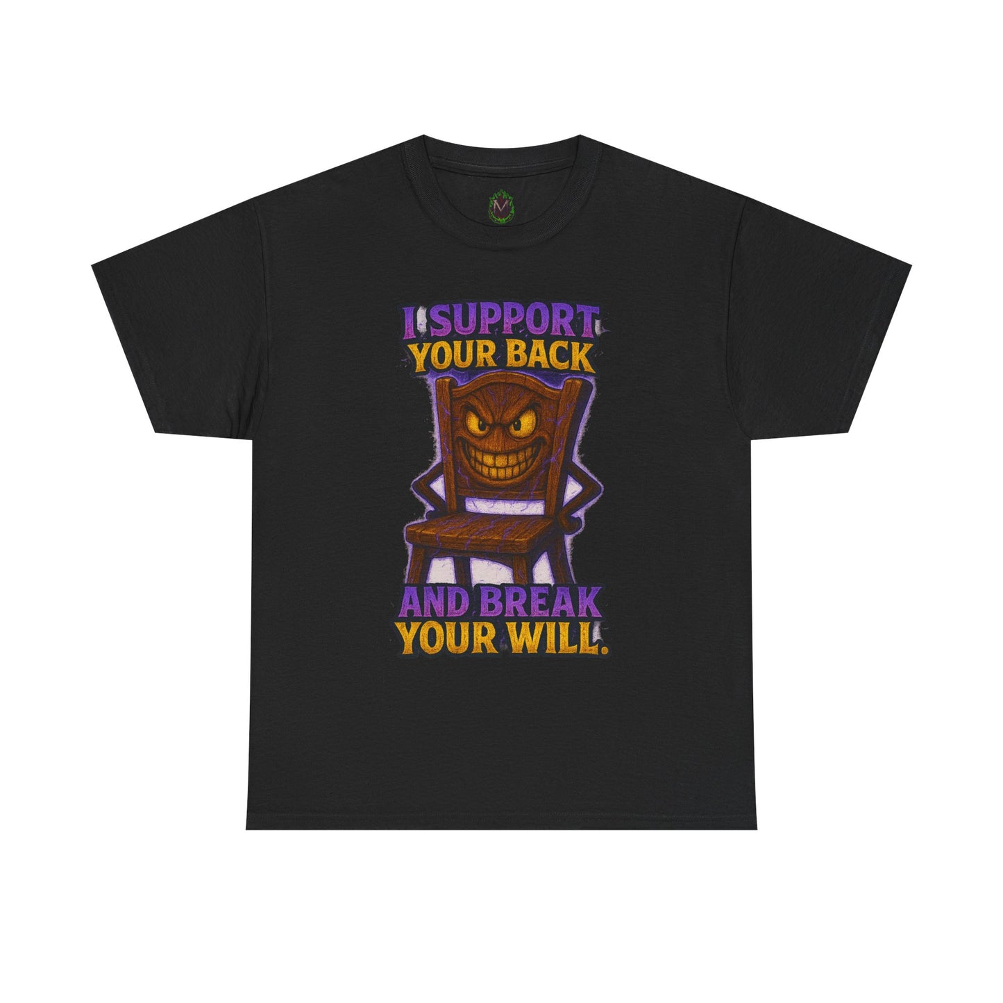 Evil Chair Character T-Shirt | I Support Your Back and Break Your Will