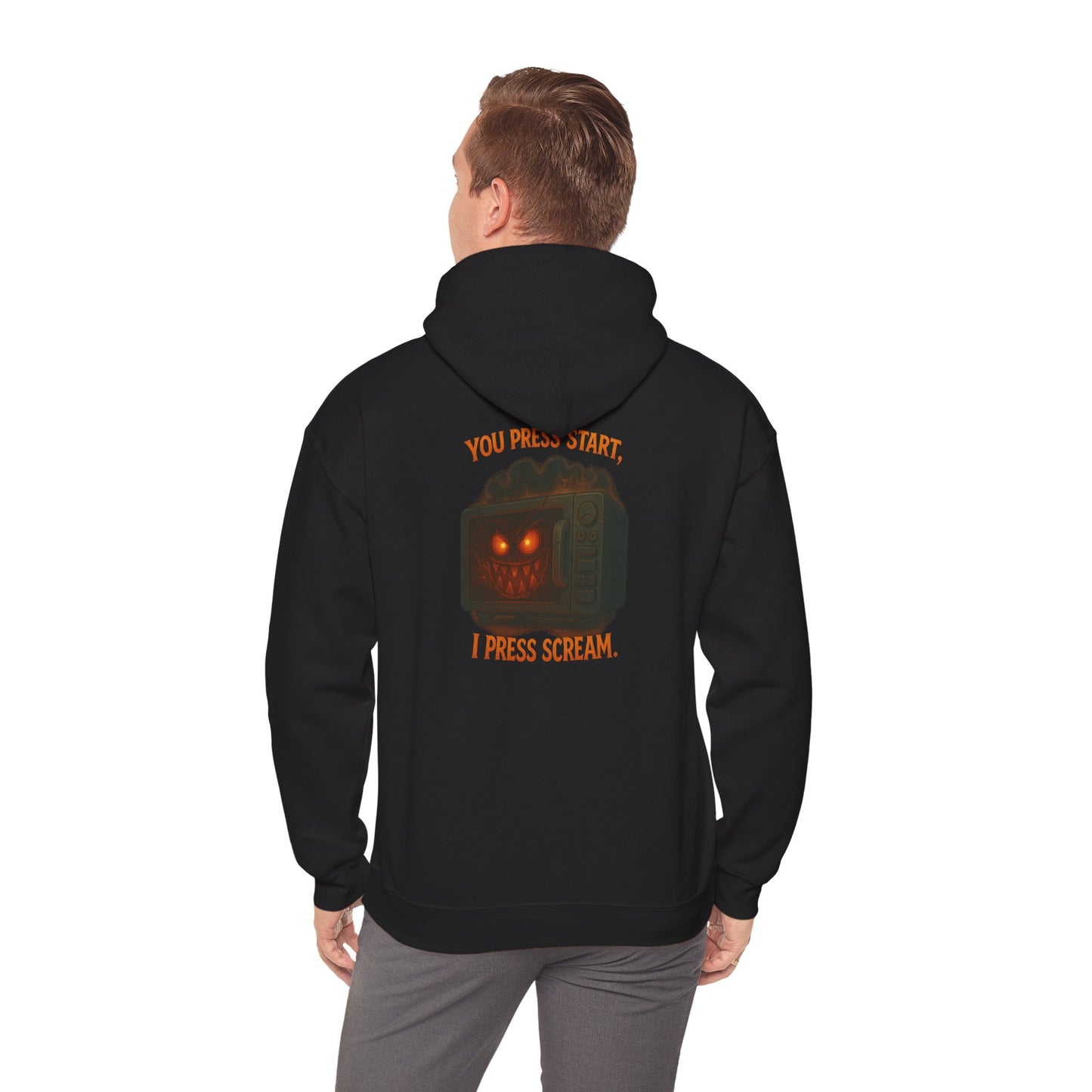Spooky Hoodie — "You Press Start, I Press Scream" Halloween Sweatshirt