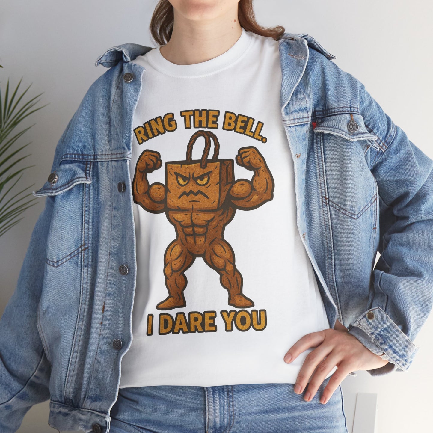 Kettlebell Mascot Tee — "Ring the Bell, I Dare You" Gym T-Shirt