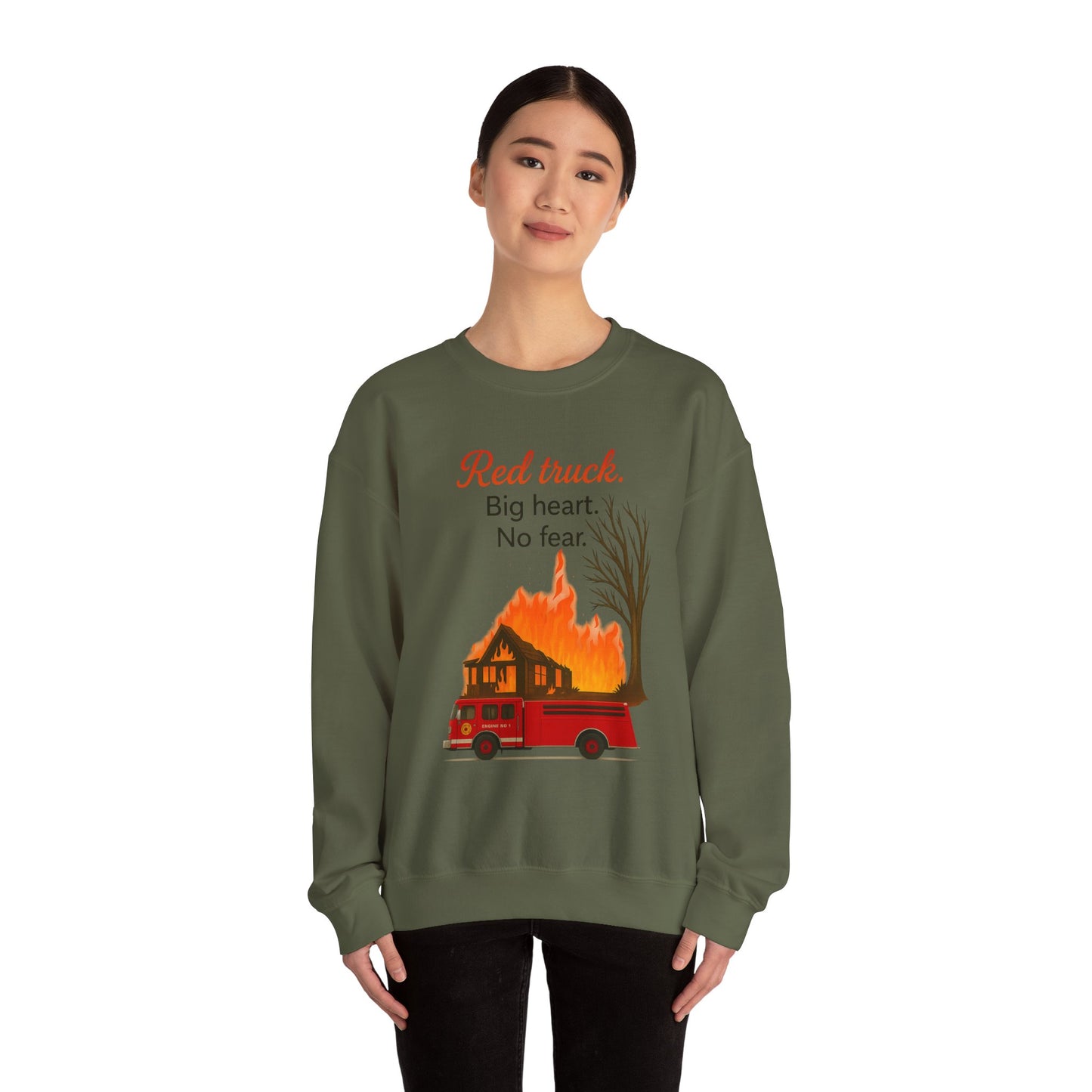 Red Truck Big Heart No Fear Crewneck Sweatshirt