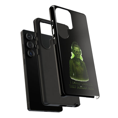 Spooky Green Ghost Phone Case — "I Baked Cookies, They Scream Now" Horror iPhone Cover