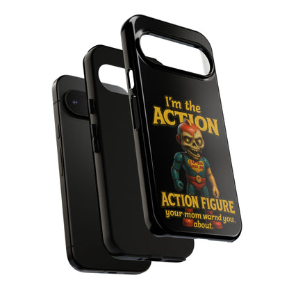 Action Figure Phone Case — "I'm the Action" Retro Skull Toy Design