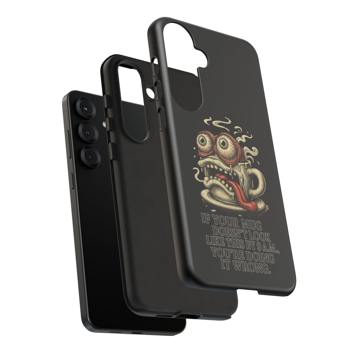 Tough Cases: Retro Hot Coffee Monster Phone Case — Funny 'If Your Mug...' Quote