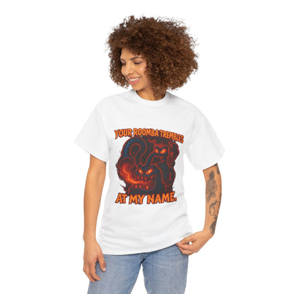 Your Roomba Trembles At My Name T-Shirt | Demon Cat Illustration