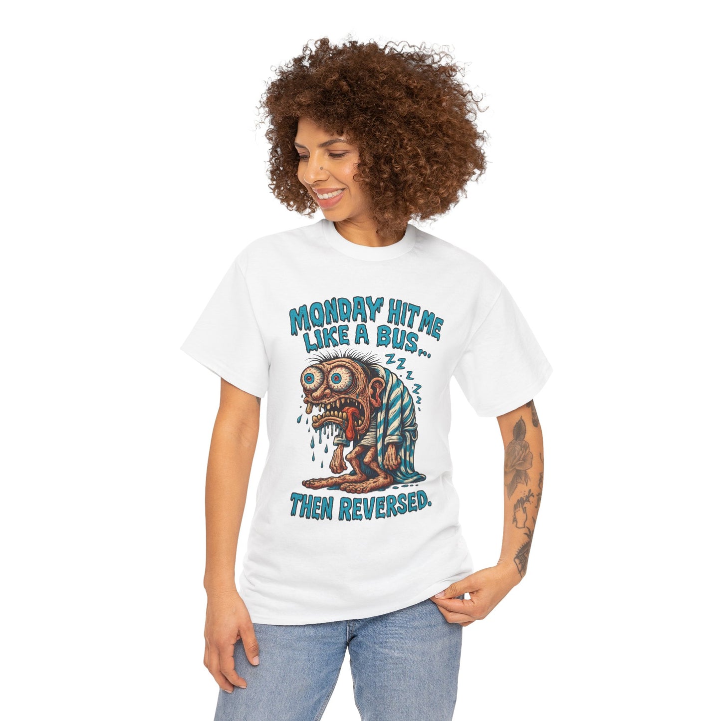 Monday Hit Me Like a Bus… Then Reversed – Zombie Workweek Tee