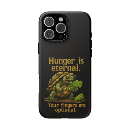 Phone Case — 'Hunger Is Eternal, Your Fingers Are Optional' Turtle Snack Graphic