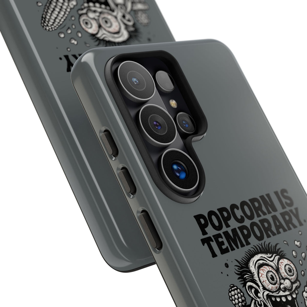 Phone Case — "Popcorn Is Temporary, Corn Is Eternal" Retro Zombie Corn Design